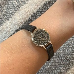 Faux leather pendant bracelet